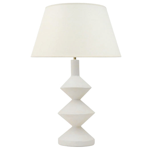 French Contemporary Geometric Stacked Plaster Table Lamp
