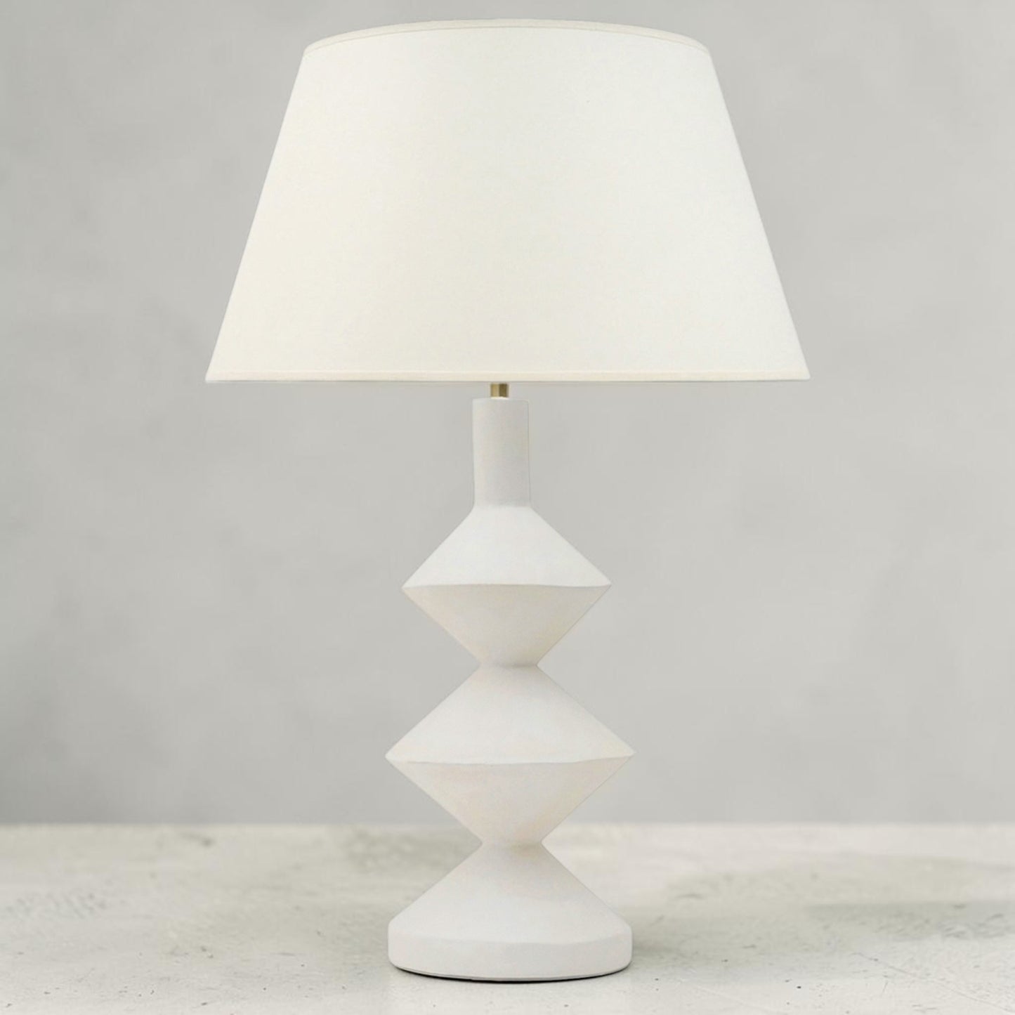 French Contemporary Geometric Stacked Plaster Table Lamp