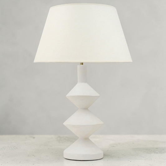 French Contemporary Geometric Stacked Plaster Table Lamp