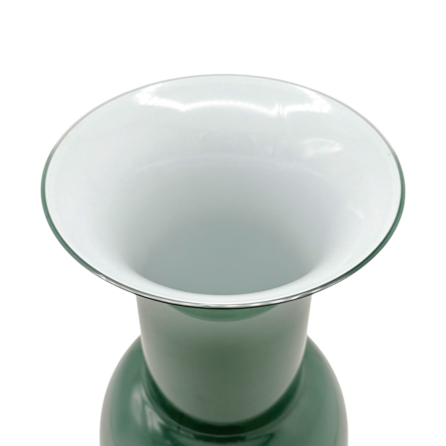 Green Murano Glass Trumpet Vase