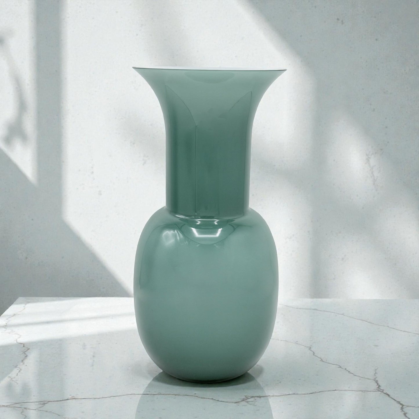 Green Murano Glass Trumpet Vase
