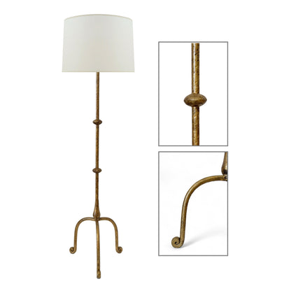 Gilt Iron Standing Lamp with Curled Feet