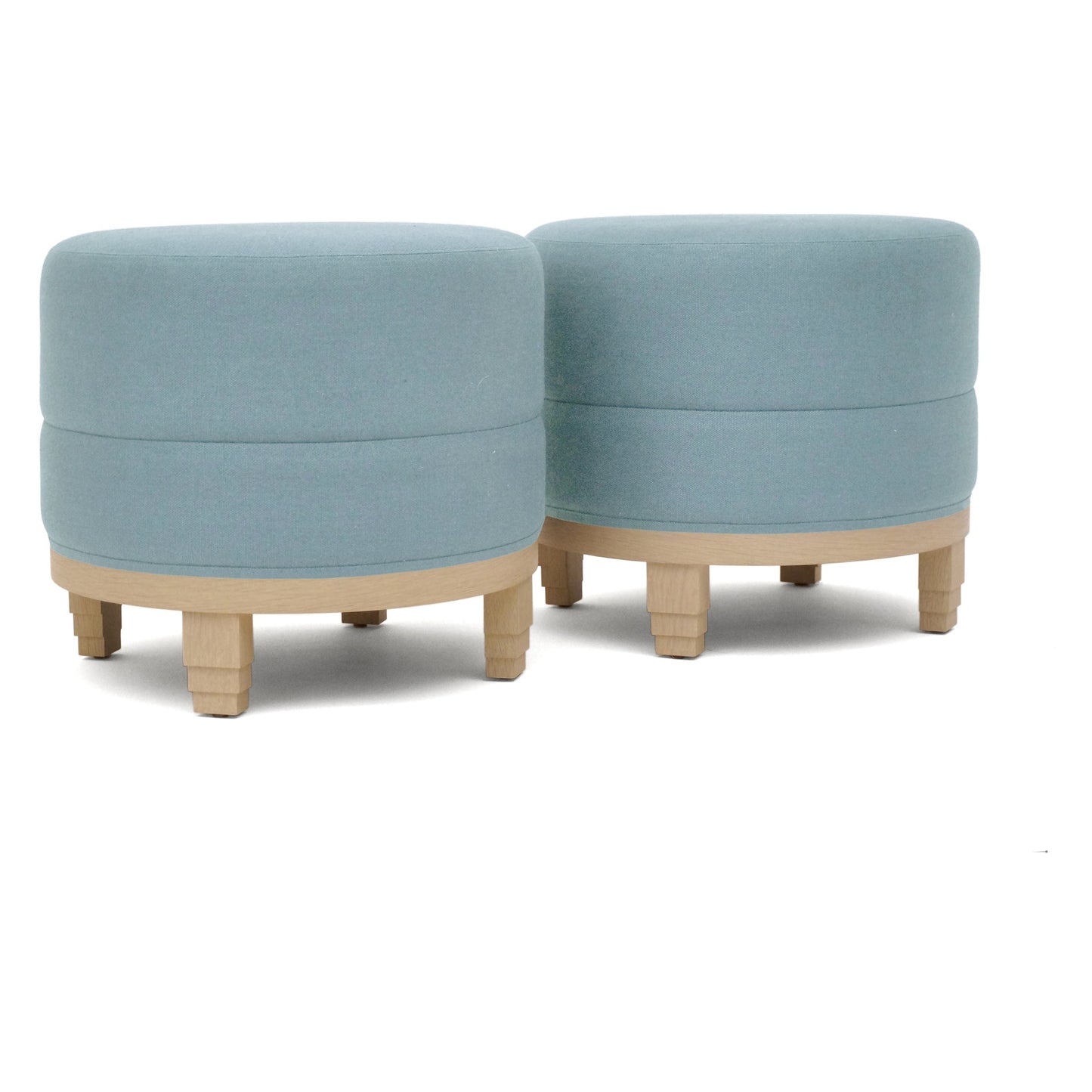 Pair of Circular Art Deco Style Upholstered Stools