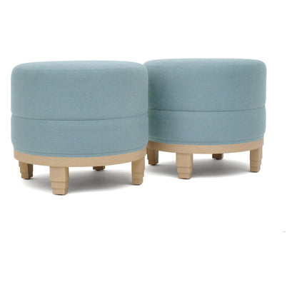 Pair of Circular Art Deco Style Upholstered Stools