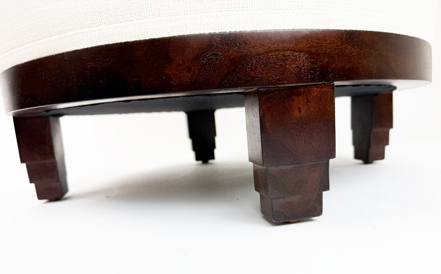 Pair of Circular Art Deco Style Upholstered Stools
