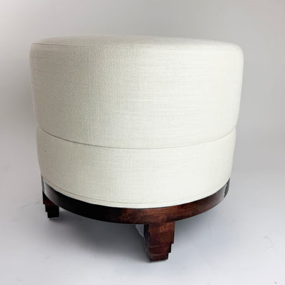 Pair of Circular Art Deco Style Upholstered Stools