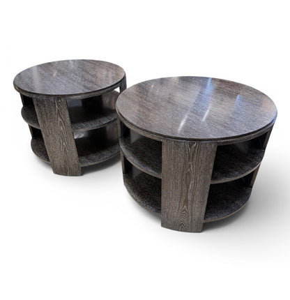 Circular Cerused Oak Three Tiered Table