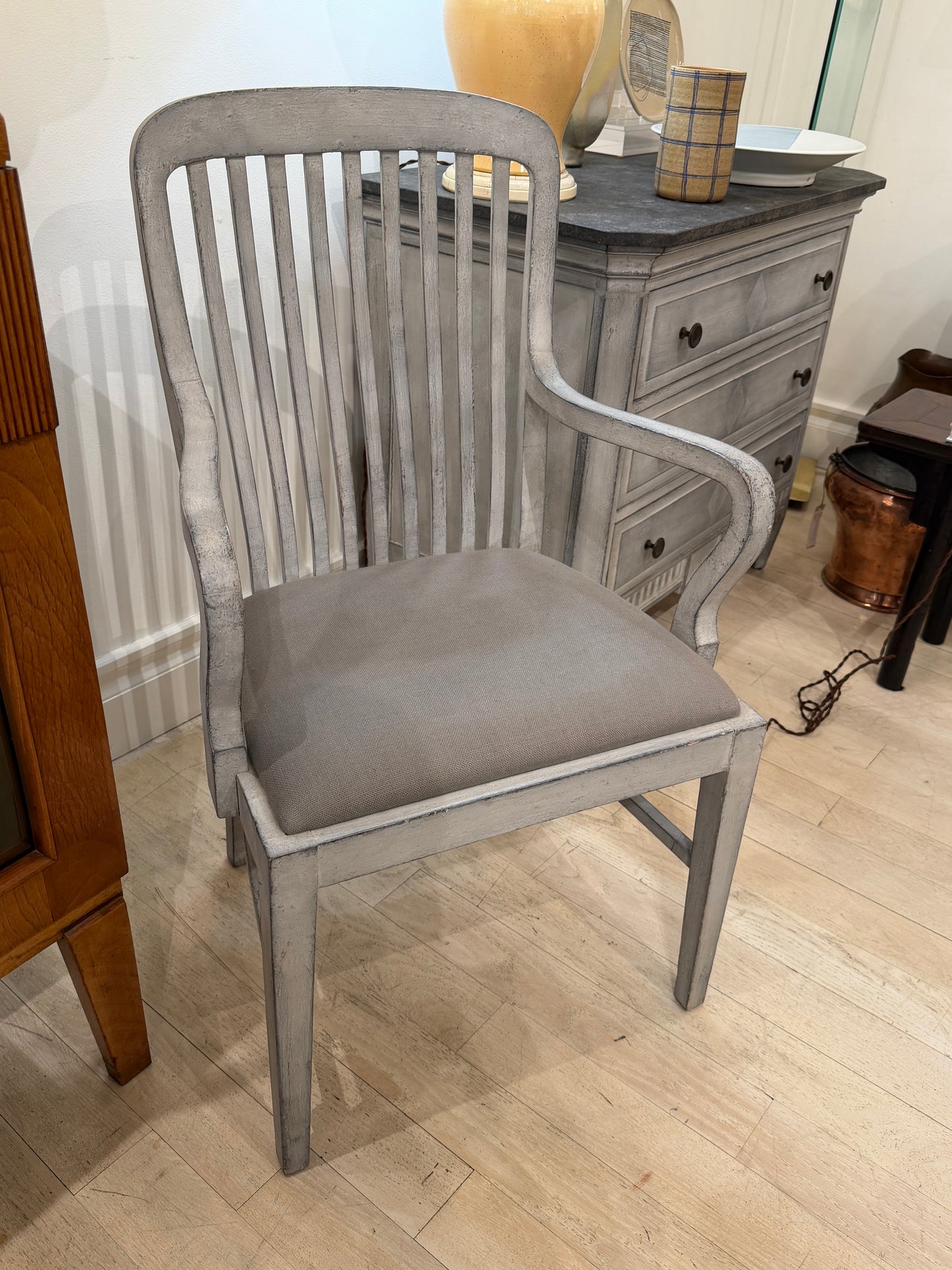 Pair of Gray Painted Wood Chairs