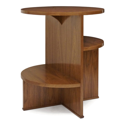 Circular Walnut Asymmetrical Table