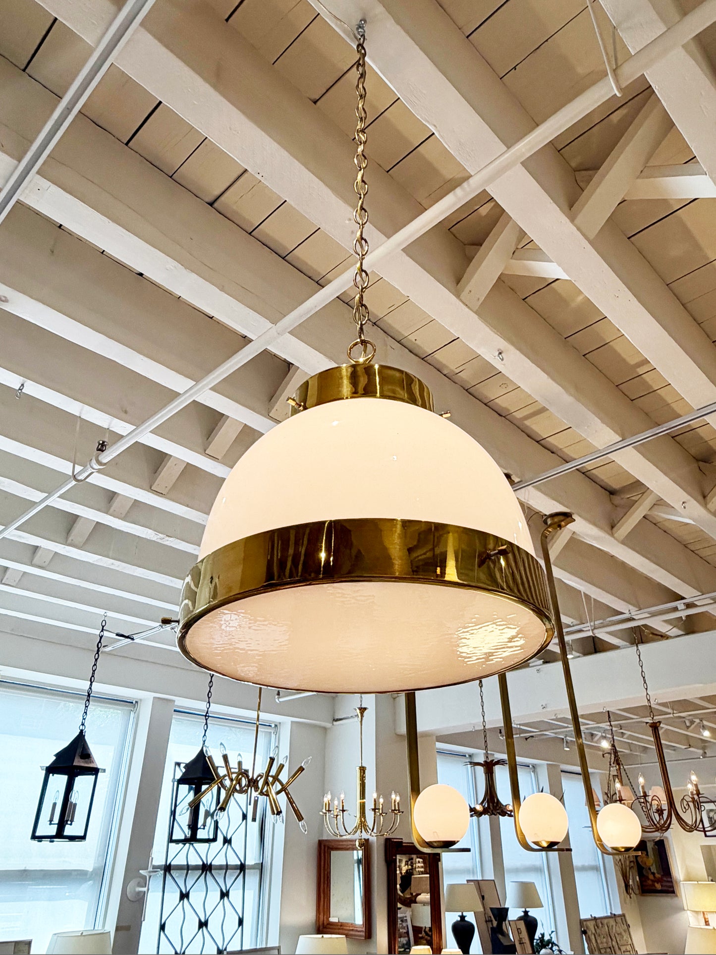 Glass and Brass Pendant Light