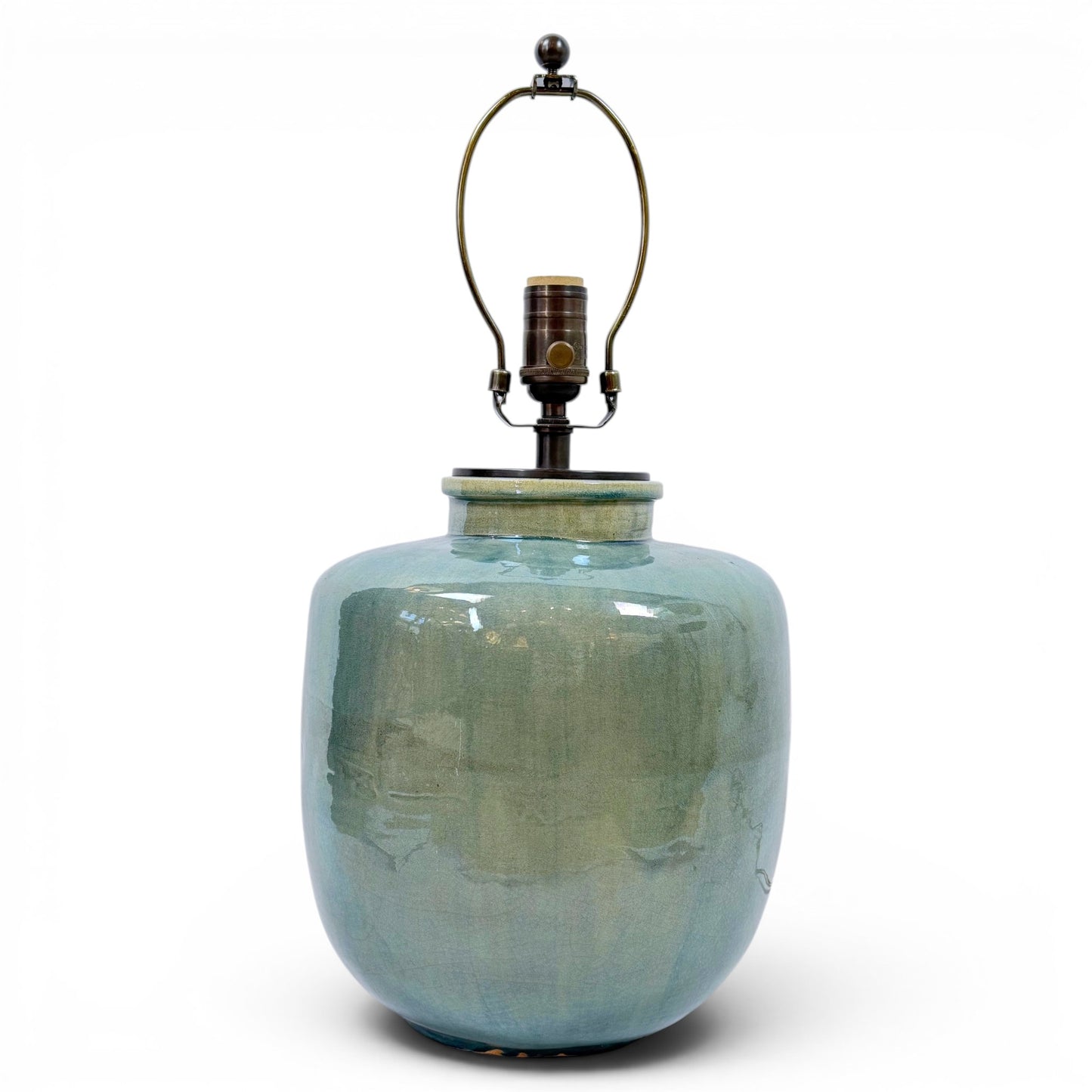 Iridescent Blue-Green Ceramic Lamp