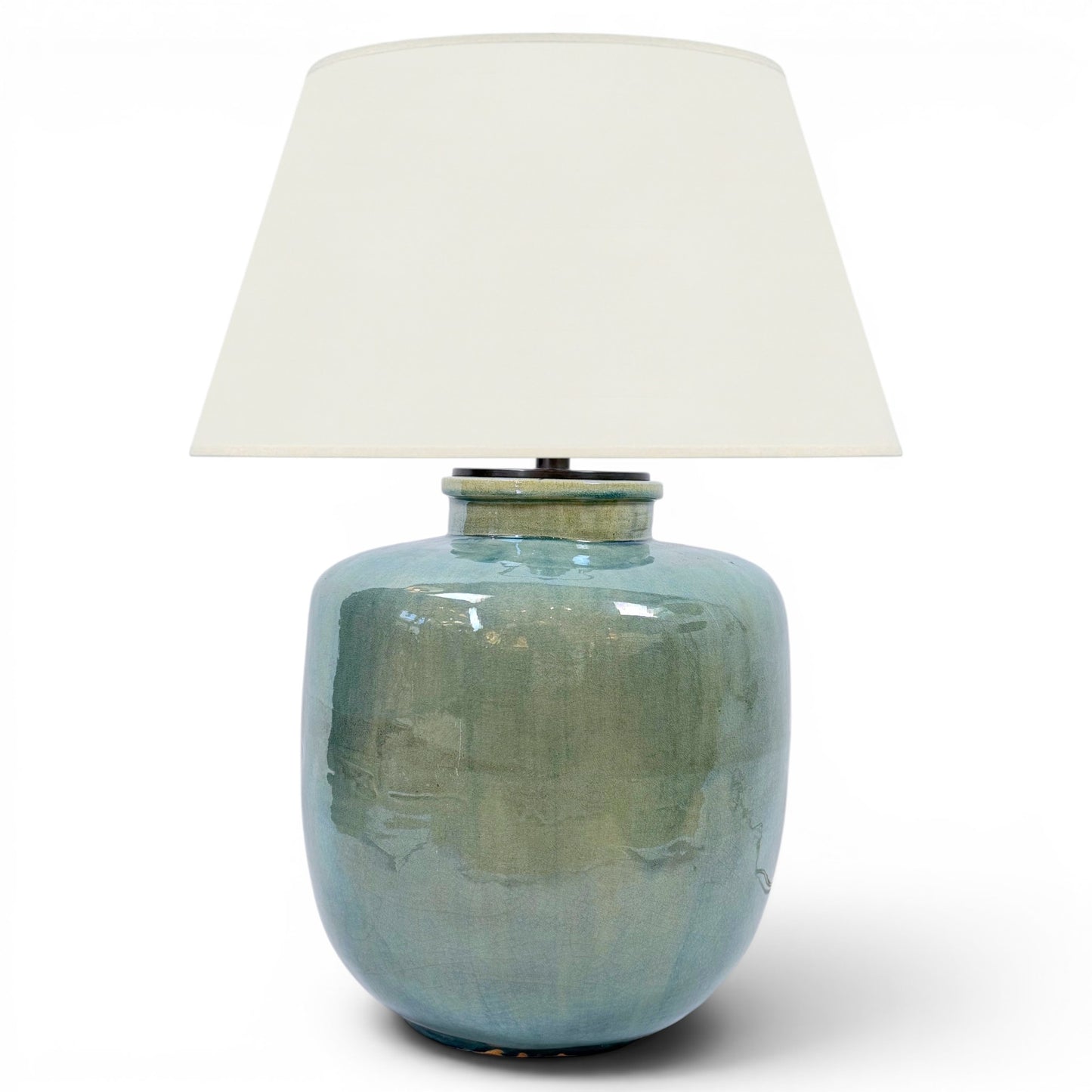 Iridescent Blue-Green Ceramic Lamp