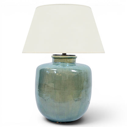 Iridescent Blue-Green Ceramic Lamp