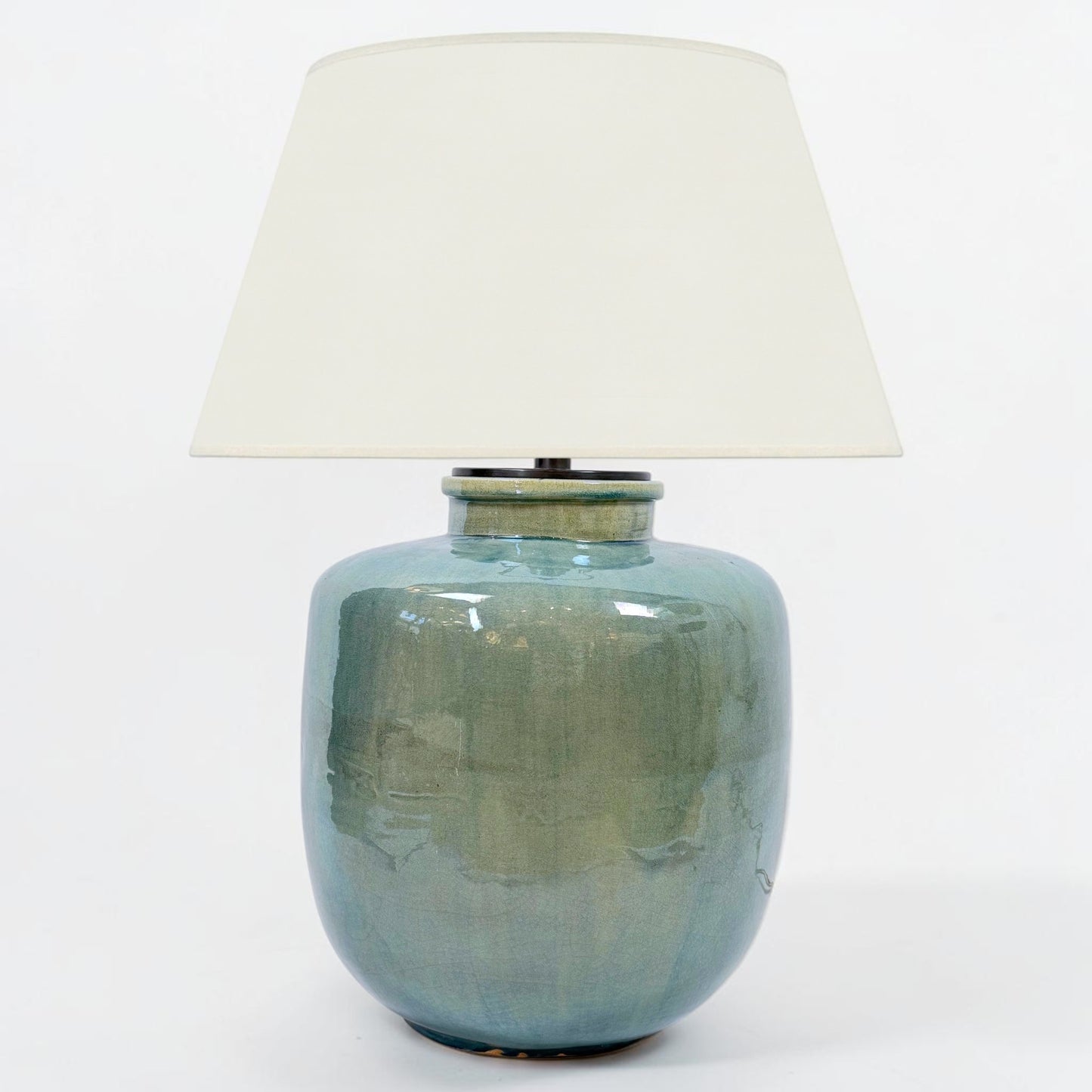 Iridescent Blue-Green Ceramic Lamp