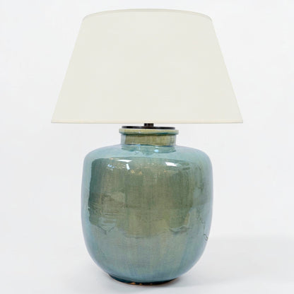 Iridescent Blue-Green Ceramic Lamp