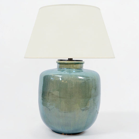 Iridescent Blue-Green Ceramic Lamp