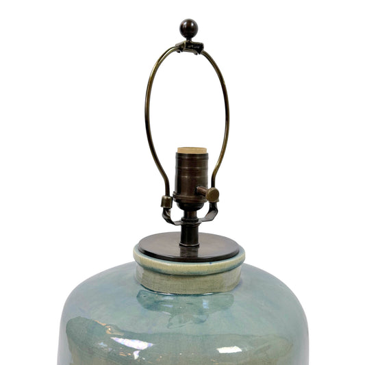 Iridescent Blue-Green Ceramic Lamp