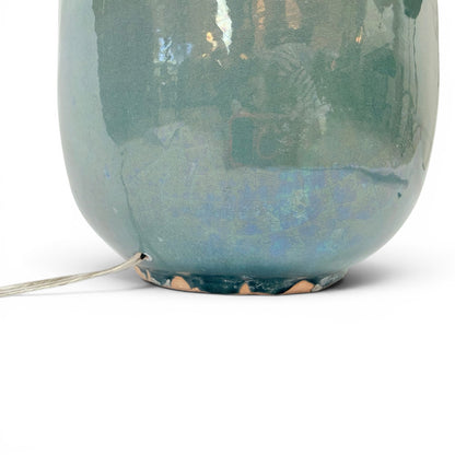 Iridescent Blue-Green Ceramic Lamp