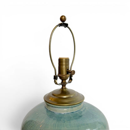 Iridescent Blue-Green Ceramic Lamp