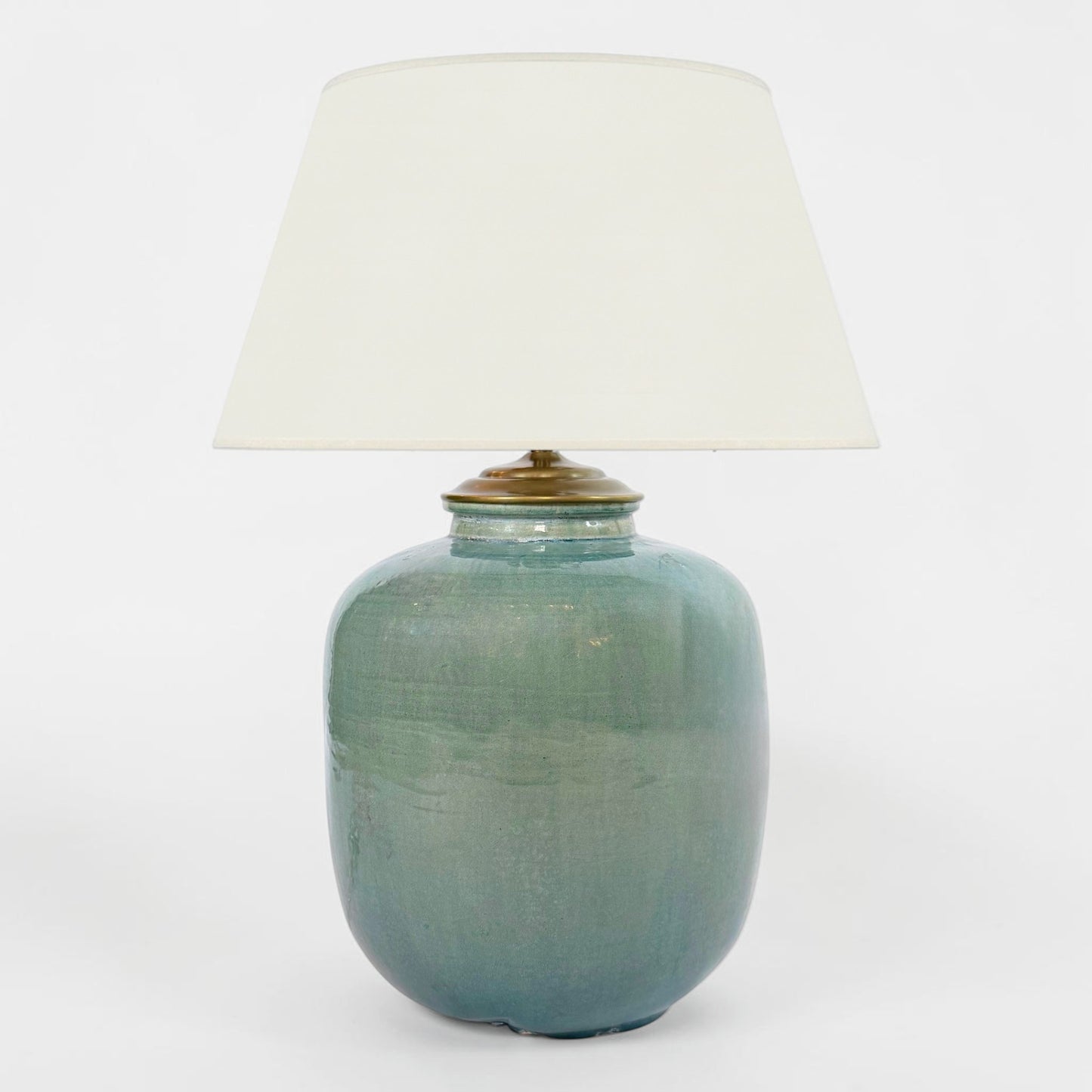 Iridescent Blue-Green Ceramic Lamp