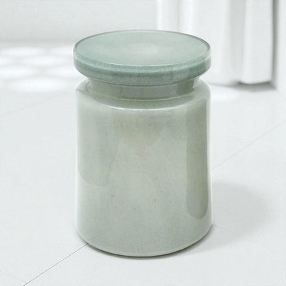 Gray Green Molded Glass Stool