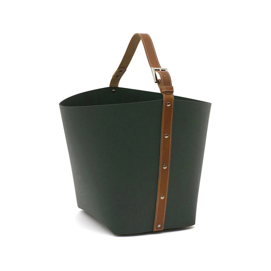 Large Dark Green Leather Basket