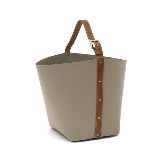 Large Taupe Leather Basket