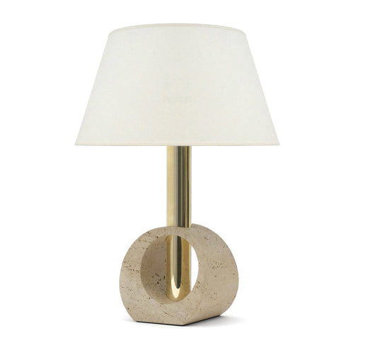 Travertine and Brass Table Lamp