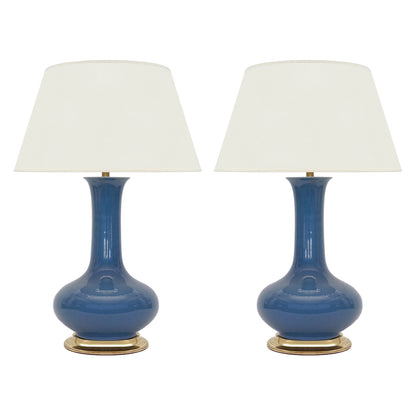 Pair of Blue Ceramic Lamps