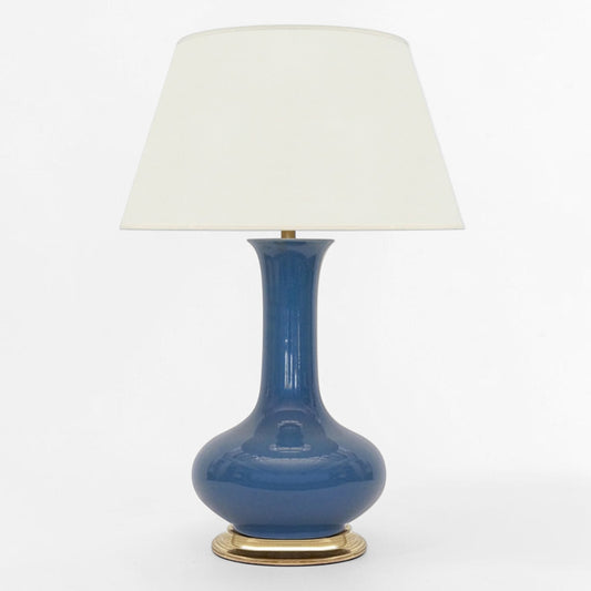 Blue Ceramic Lamp on Gold Base