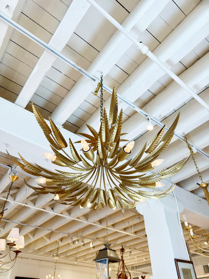Spanish Gilt Iron Foliate Chandelier