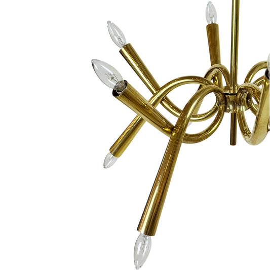 Italian Mid-Century Modern Brass Chandelier