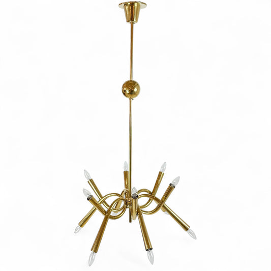 Italian Mid-Century Modern Brass Chandelier