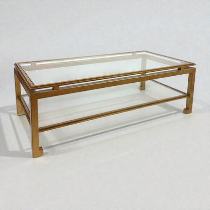 French Mid Century Gilt Iron Coffee Table by Ramsay