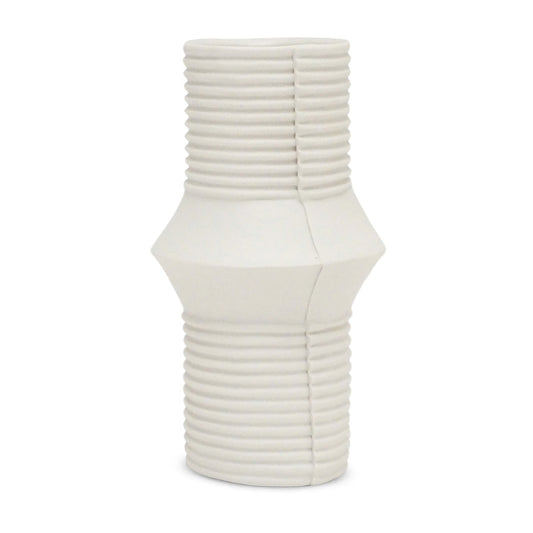 White Porcelain Corrugated Vase