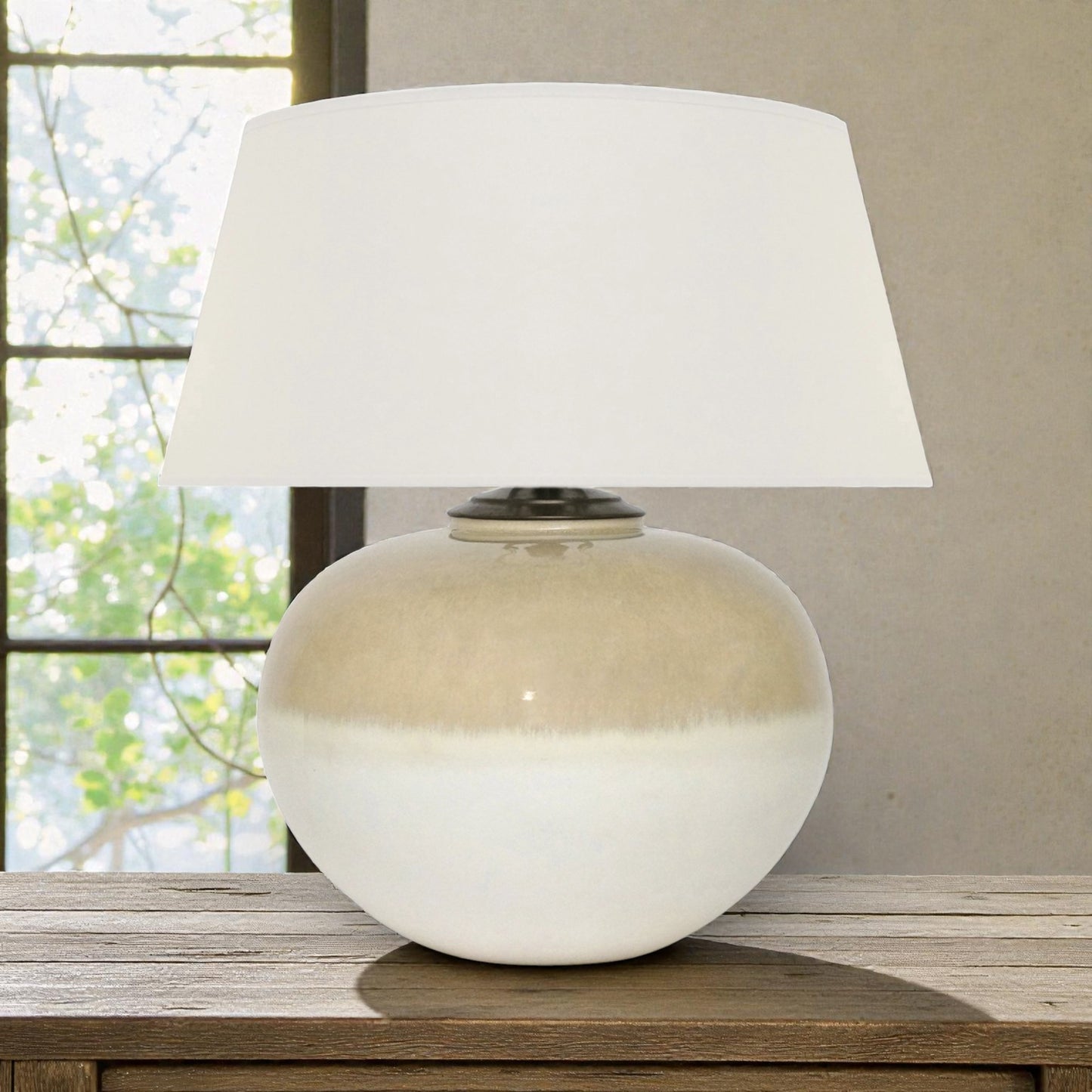 Beige and Ivory Ceramic Table Lamp