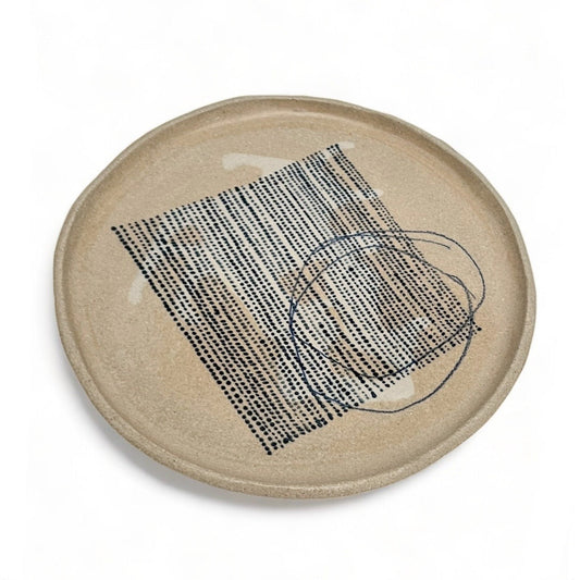 Stoneware Plate with Abstract Motif