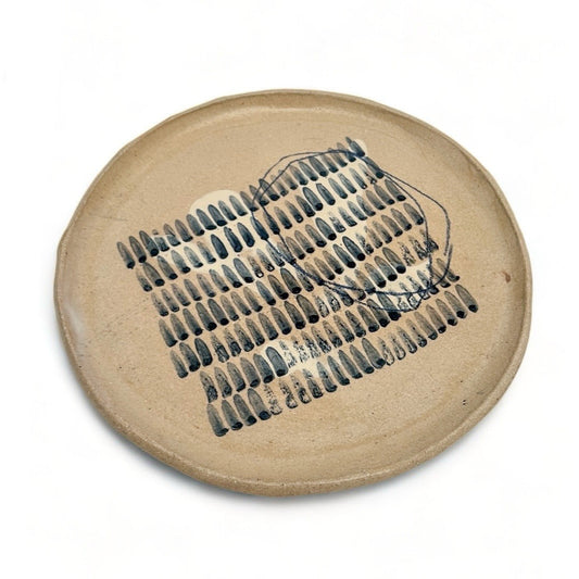 Stoneware Plate with Abstract Motif