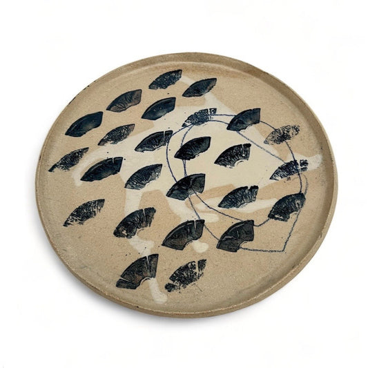 Stoneware Plate with Abstract Motif
