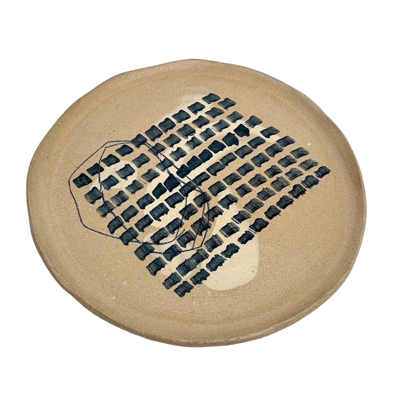 Stoneware Plate with Abstract Motif