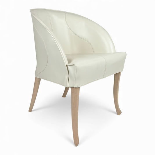 White Leather Side Chair by Umberto Asnago for Giorgetti