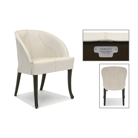 White Leather Giorgetti Side Chair