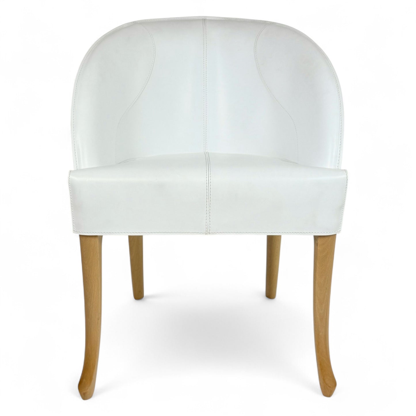 White Leather Side Chair by Umberto Asnago for Giorgetti