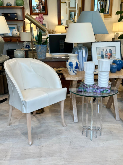 White Leather Side Chair by Umberto Asnago for Giorgetti