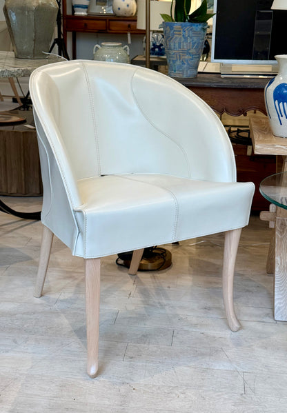 White Leather Side Chair by Umberto Asnago for Giorgetti