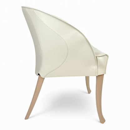 White Leather Side Chair by Umberto Asnago for Giorgetti