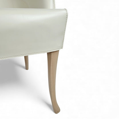 White Leather Side Chair by Umberto Asnago for Giorgetti