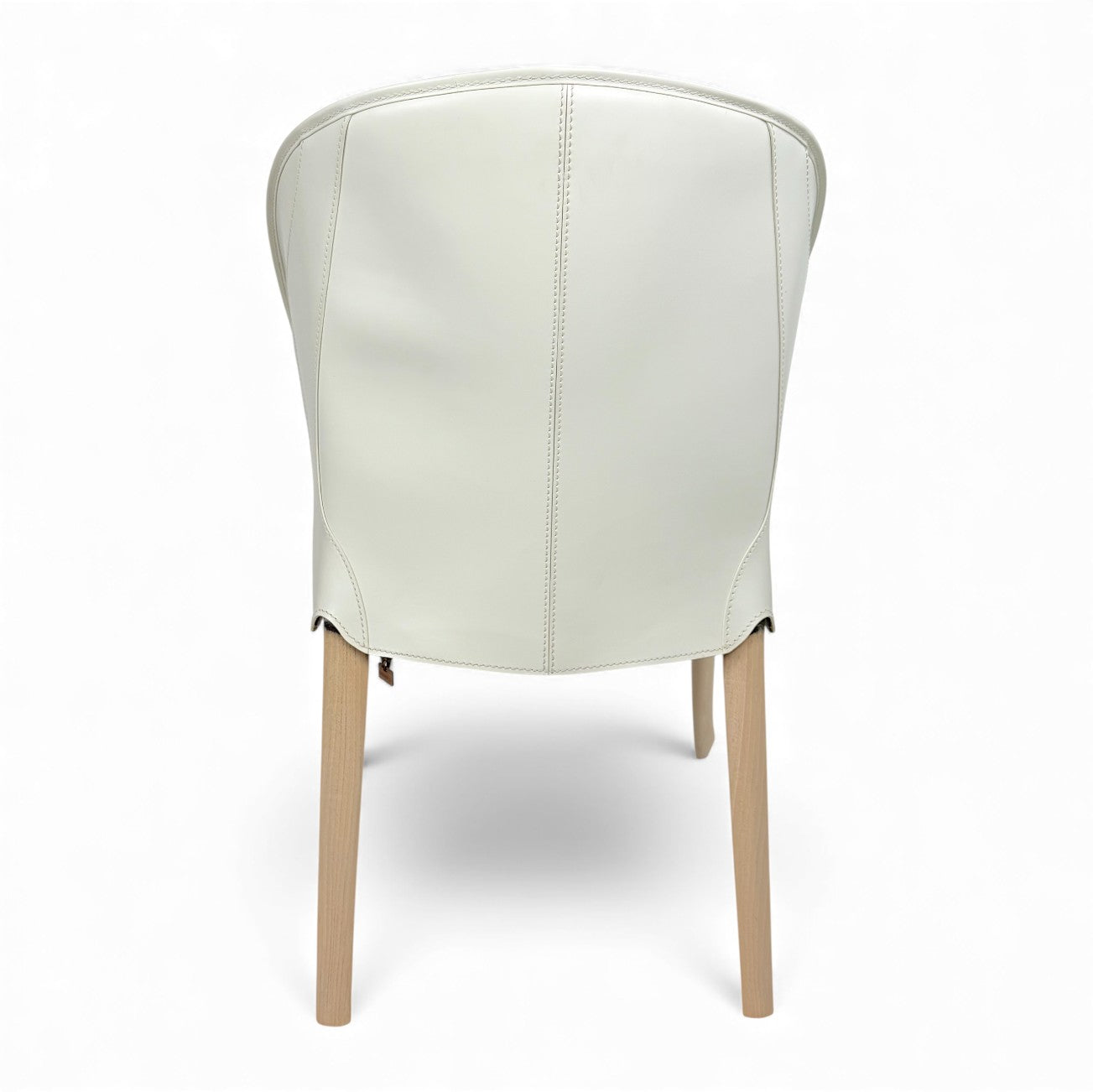White Leather Side Chair by Umberto Asnago for Giorgetti