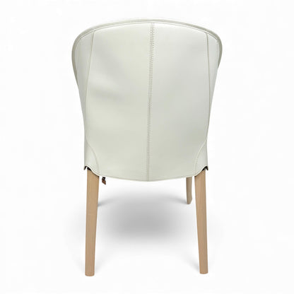 White Leather Side Chair by Umberto Asnago for Giorgetti