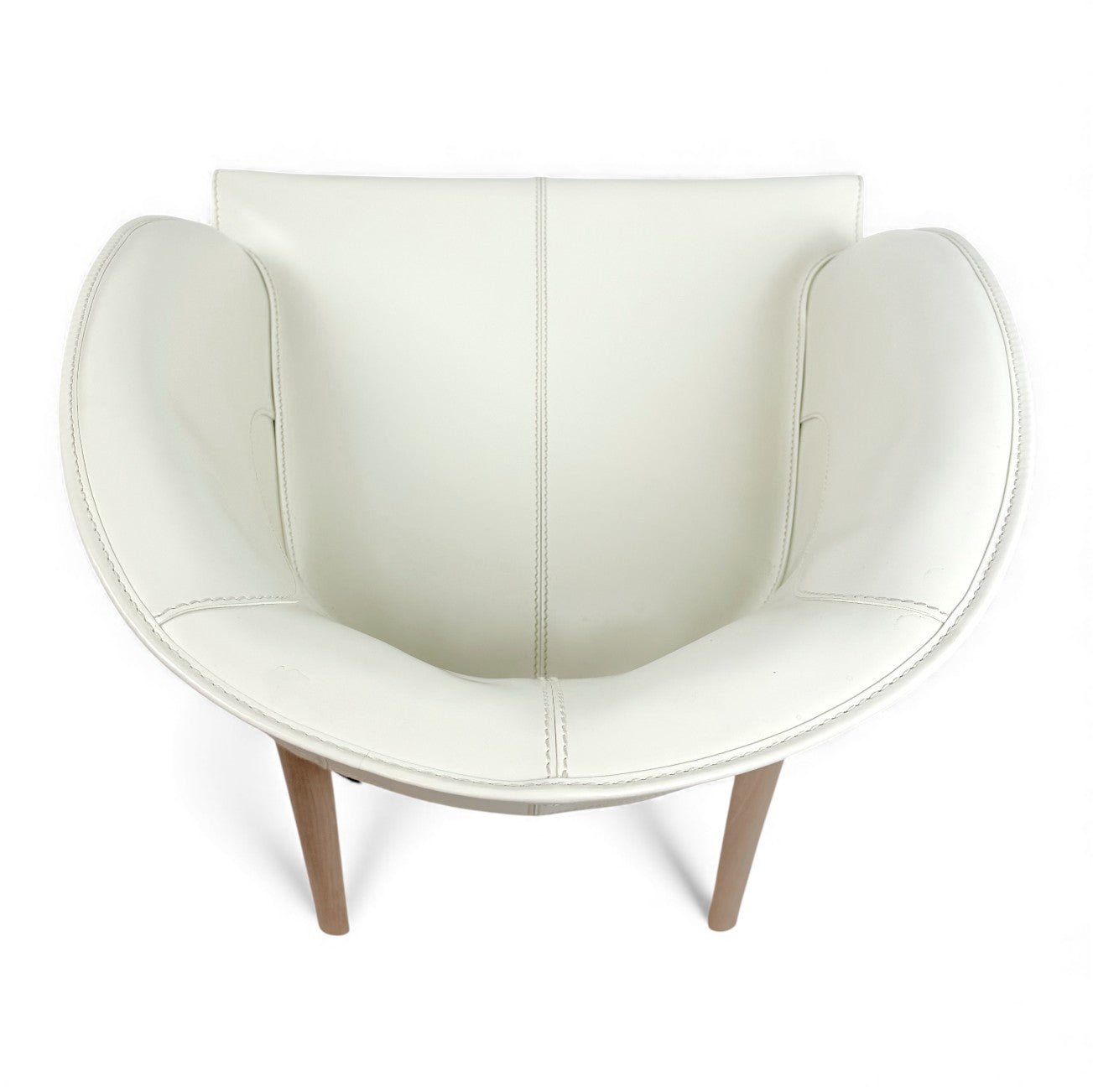 White Leather Side Chair by Umberto Asnago for Giorgetti